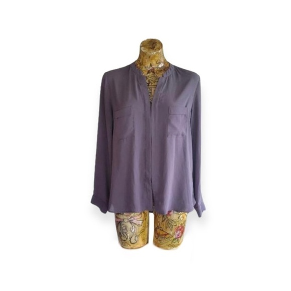 RO & DE top gray long sleeve blouse Medium - Picture 1 of 8